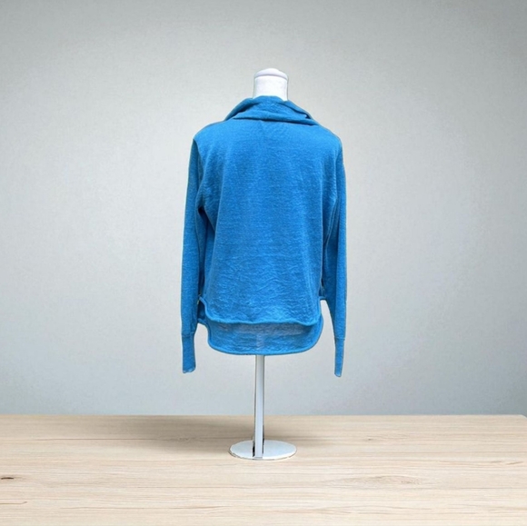 Elie Tahari Silk/Linen Drape Open Front Cardigan in Aqua Size Medium - Picture 3 of 6